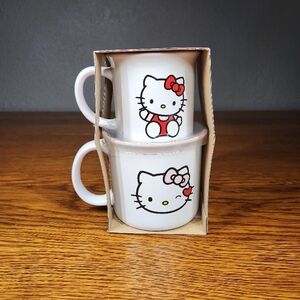 Hello Kitty Stacked Mug Set – White with Red & Pink Accents